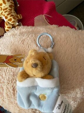 Disney Winnie the Pooh Blue Plush Stroller Clip